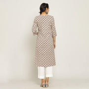 Rangdeep Beige printed Calf length Cotton Kurti