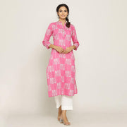 Rangdeep Pink printed Calf length Cotton Kurti