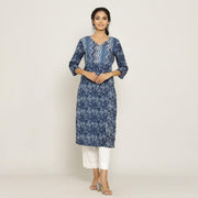 Rangdeep Blue printed Calf length Cotton Kurti