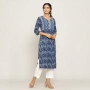 Rangdeep Blue printed Calf length Cotton Kurti