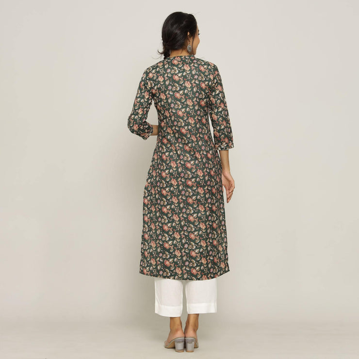 Rangdeep Green printed Calf length Cotton Kurti