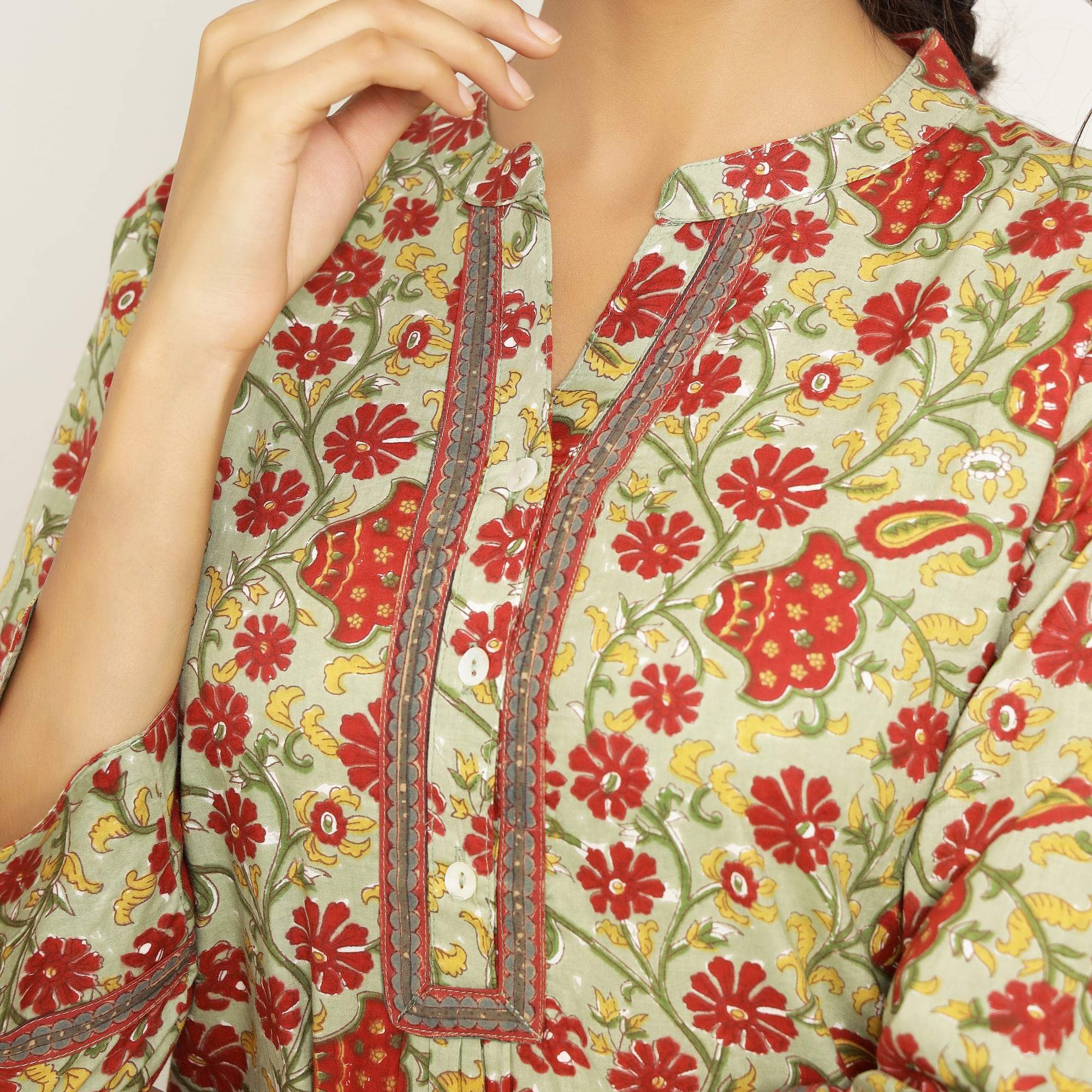 Rangdeep Beige printed Calf length Cotton Kurti