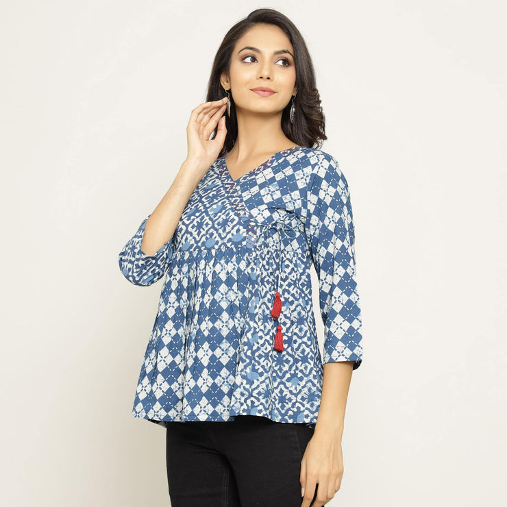 Rang Deep Women Blue Cotton top