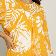 Yellow Cotton Printed Night Suit Set