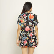 Black Cotton Printed Night Suit Set