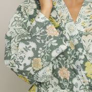 Green Cotton Hand printed Couple kimono robe