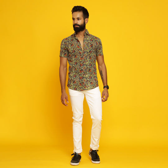 Sanskruti homes Green Buti printed Shirt
