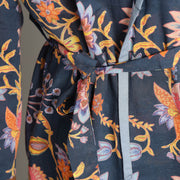 Men's Blue Cotton Hand printed kimono robe