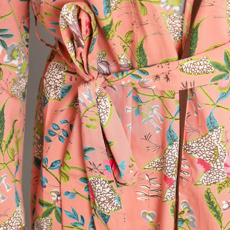 Men's Peach Cotton Hand printed kimono robe