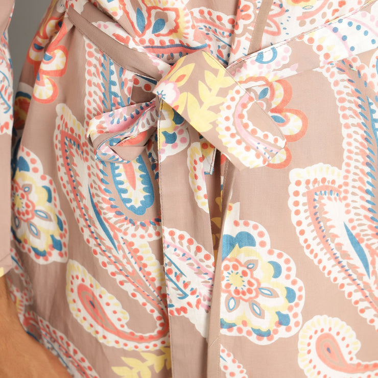 Men's Paisley Cotton Hand printed kimono robe