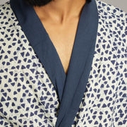 Blue Triangles Cotton Hand printed Couple kimono robe