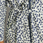 Men's Blue Triangles Cotton Hand printed kimono robe
