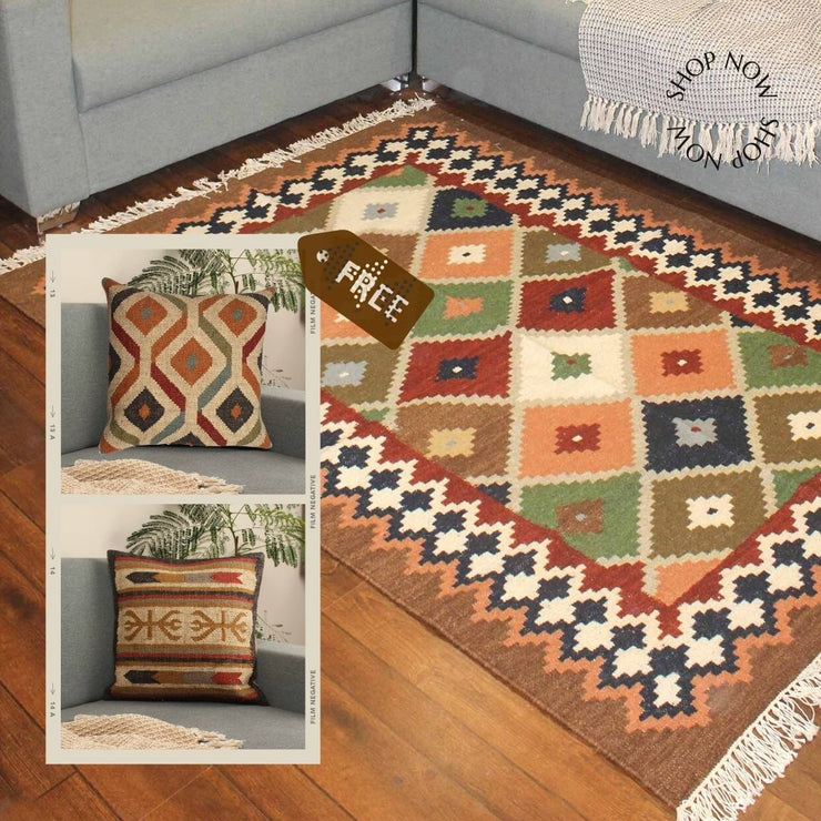 Hand-weaved Jute Multi-color Rug
