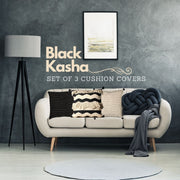 Black Kasha Set of 3 Cushion Covers