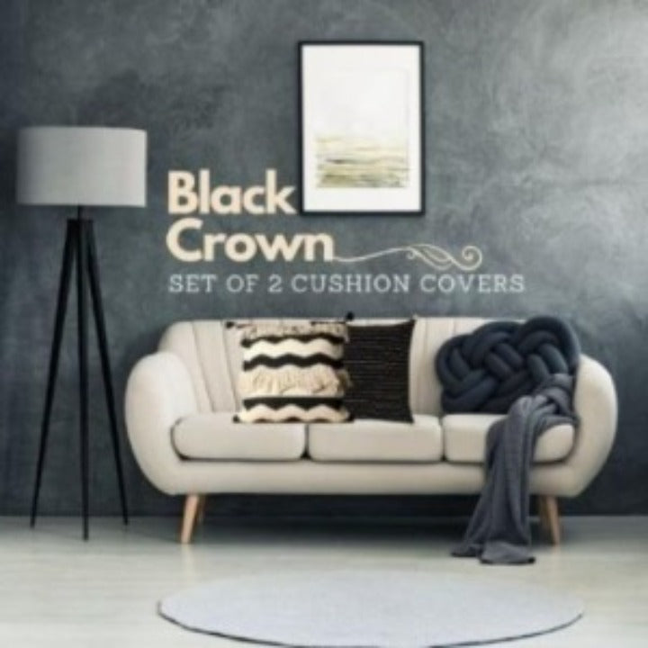 Black Crown Set of 2 Cushion Covers