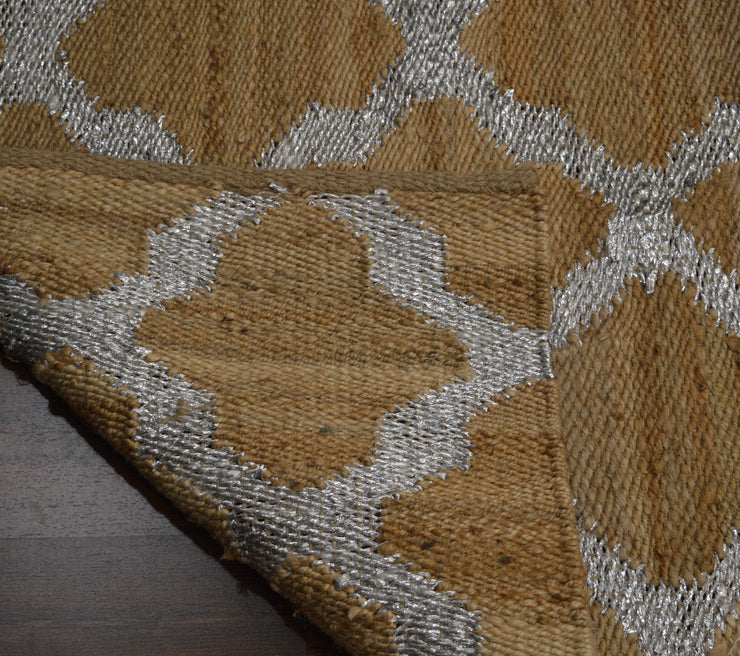 Hand-weaved Jute Rug with zari work