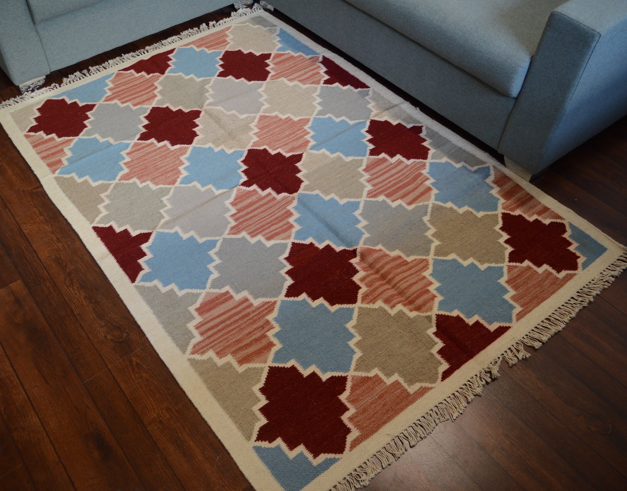 Hand-weaved wool Jute Multi-color Rug