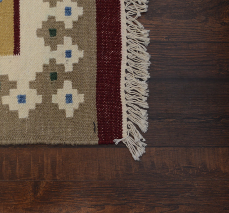 Hand-weaved wool Jute Multi-color Rug
