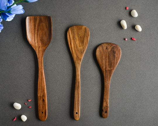 FLAT WOODEN COOKING SPOON (SET OF 3 )
