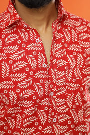 Sanskruti Home Red Cotton Printed Shirt