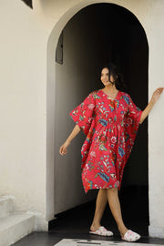 Red PINK Printed Kaftan Loungewear