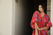 Red PINK Printed Kaftan Loungewear