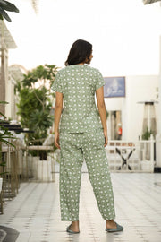 Sage Printed Pure Cotton Night suit