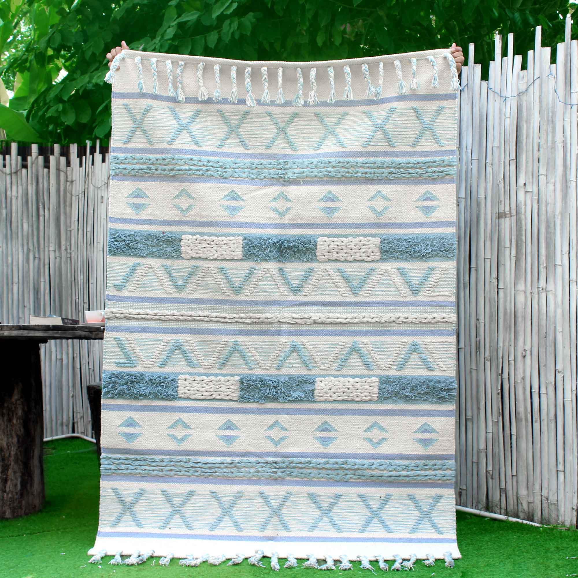 Hand-weaved 100% Cotton Multi-color Rug