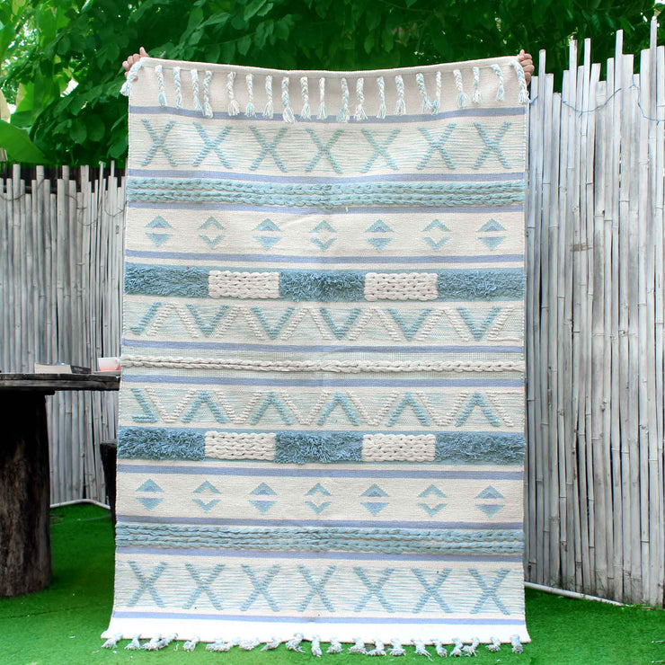 Hand-weaved 100% Cotton Multi-color  Rug