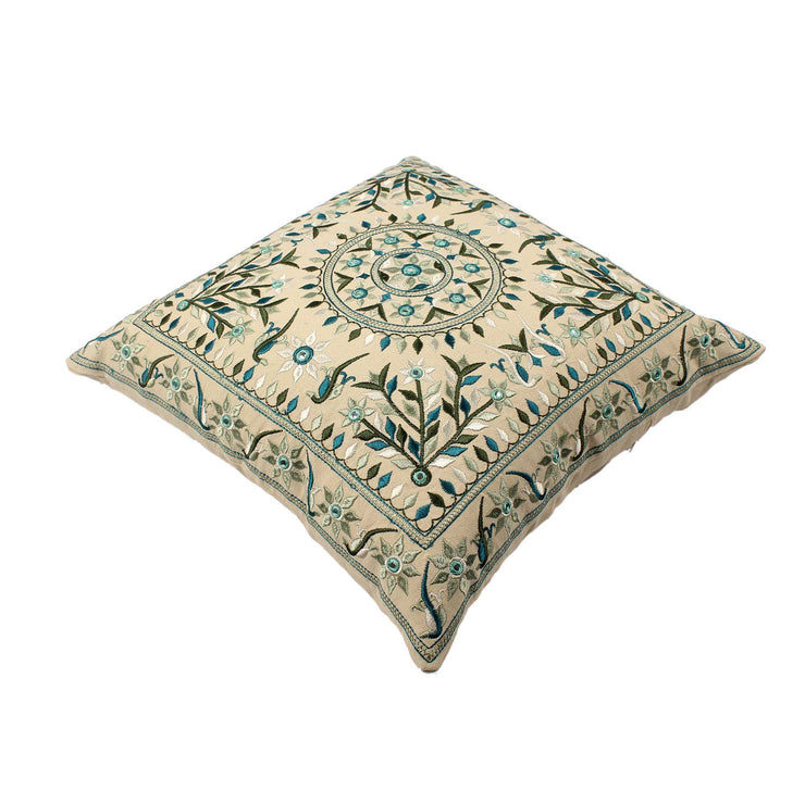 Multi-color Embroidered Cotton Cushion Cover