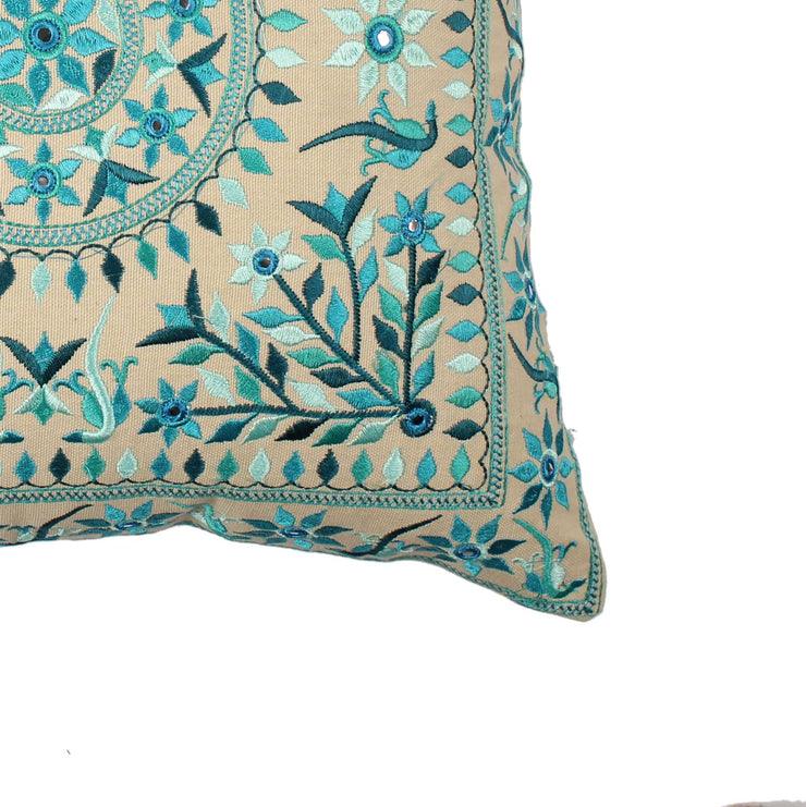 Multi-color Embroidered Cotton Cushion Cover