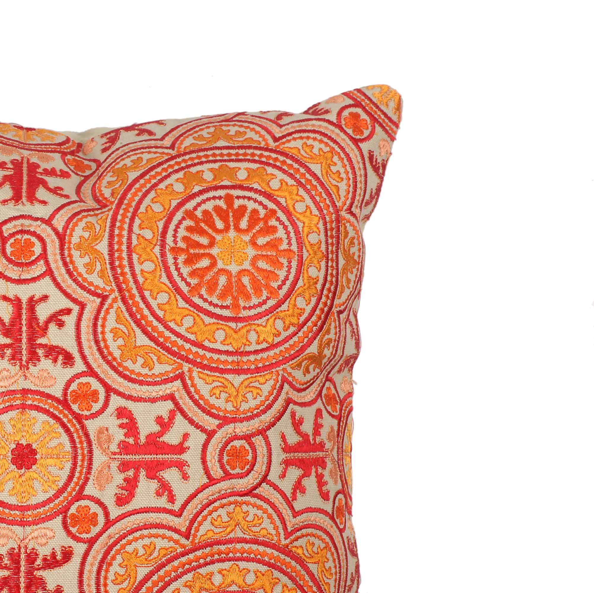 Multi-color Embroidered Cotton Cushion Cover