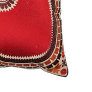 Red Embroidered Cotton Cushion Cover