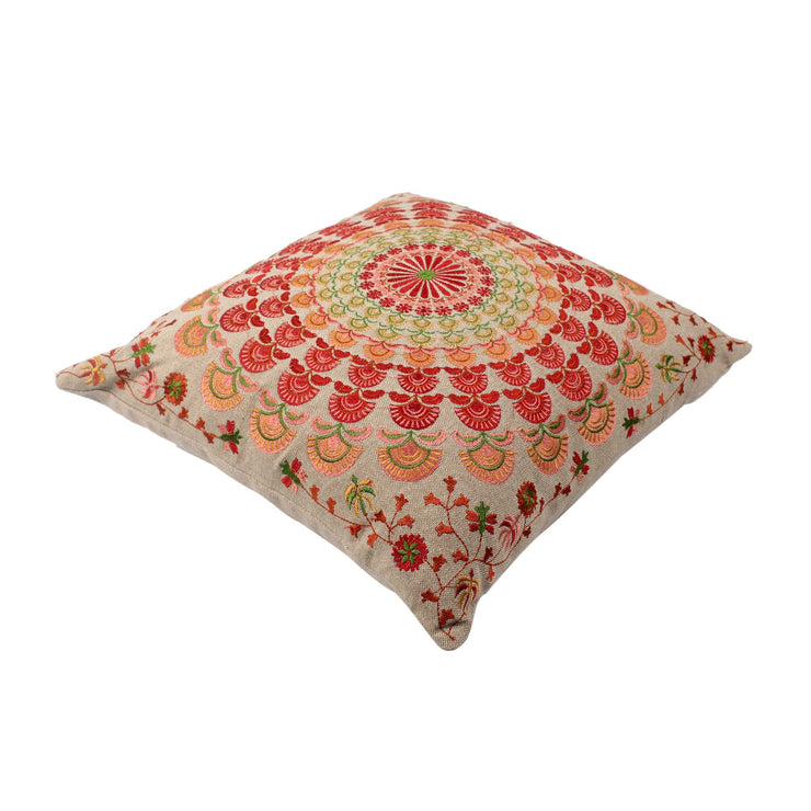 Hand Embroidered Cotton Multicolor Cushion Cover