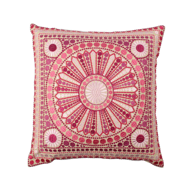 Hand Embroidered Cotton Multicolor Cushion Cover