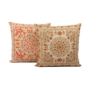 Set of 2 of Hand Embroidered Cotton Multicolor Cushion Cover