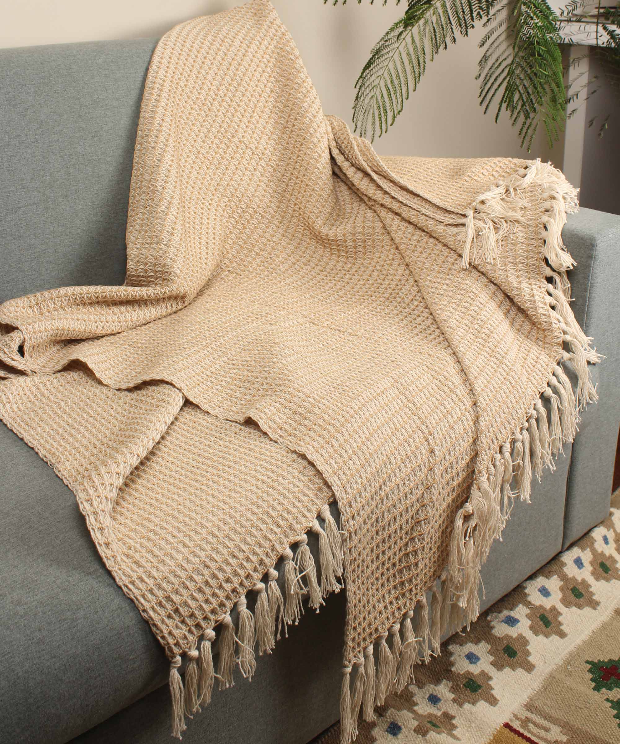 Beige Cotton Throw