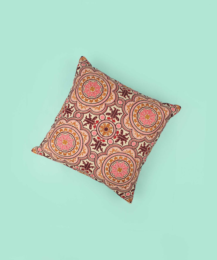 Embroidered Cotton Multicolor Cushion Cover