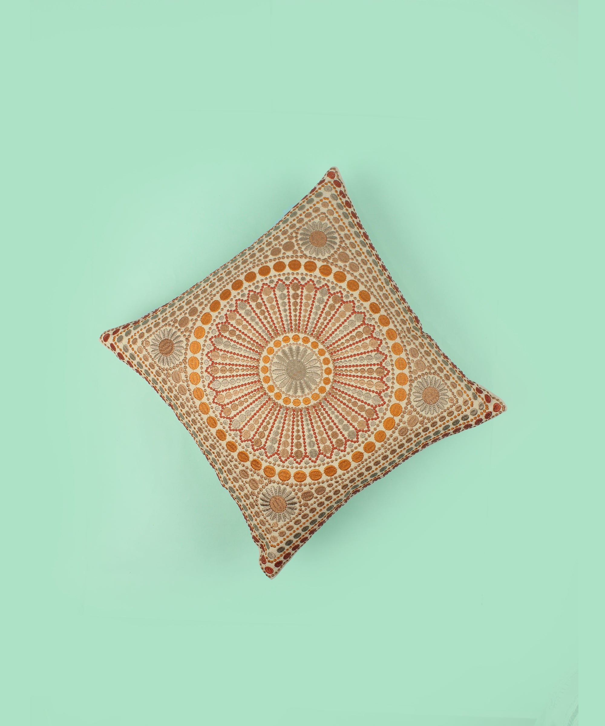 Multi-color Embroidered Cotton Cushion Cover