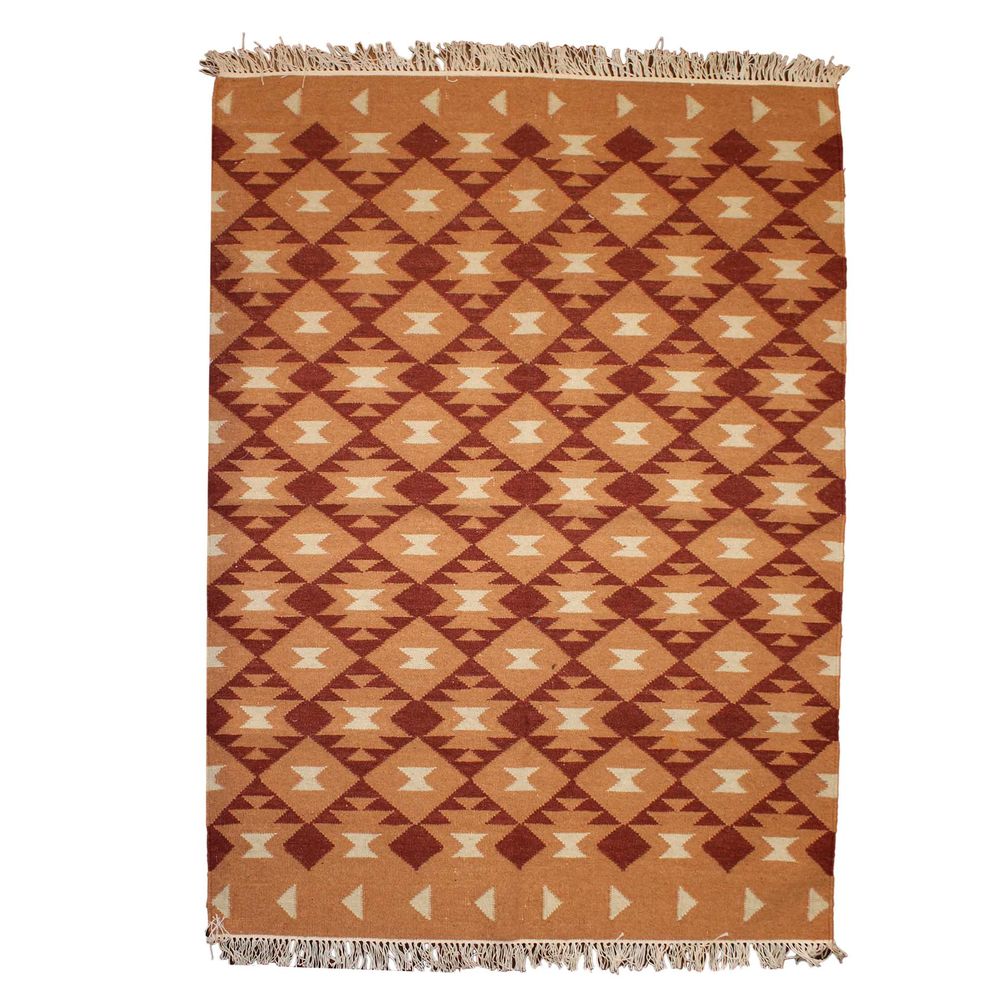 Hand-weaved cotton wool Multi-color Rug with a set of 5 cushion covers