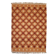 Hand-weaved cotton wool Multi-color Rug with a set of 5 cushion covers