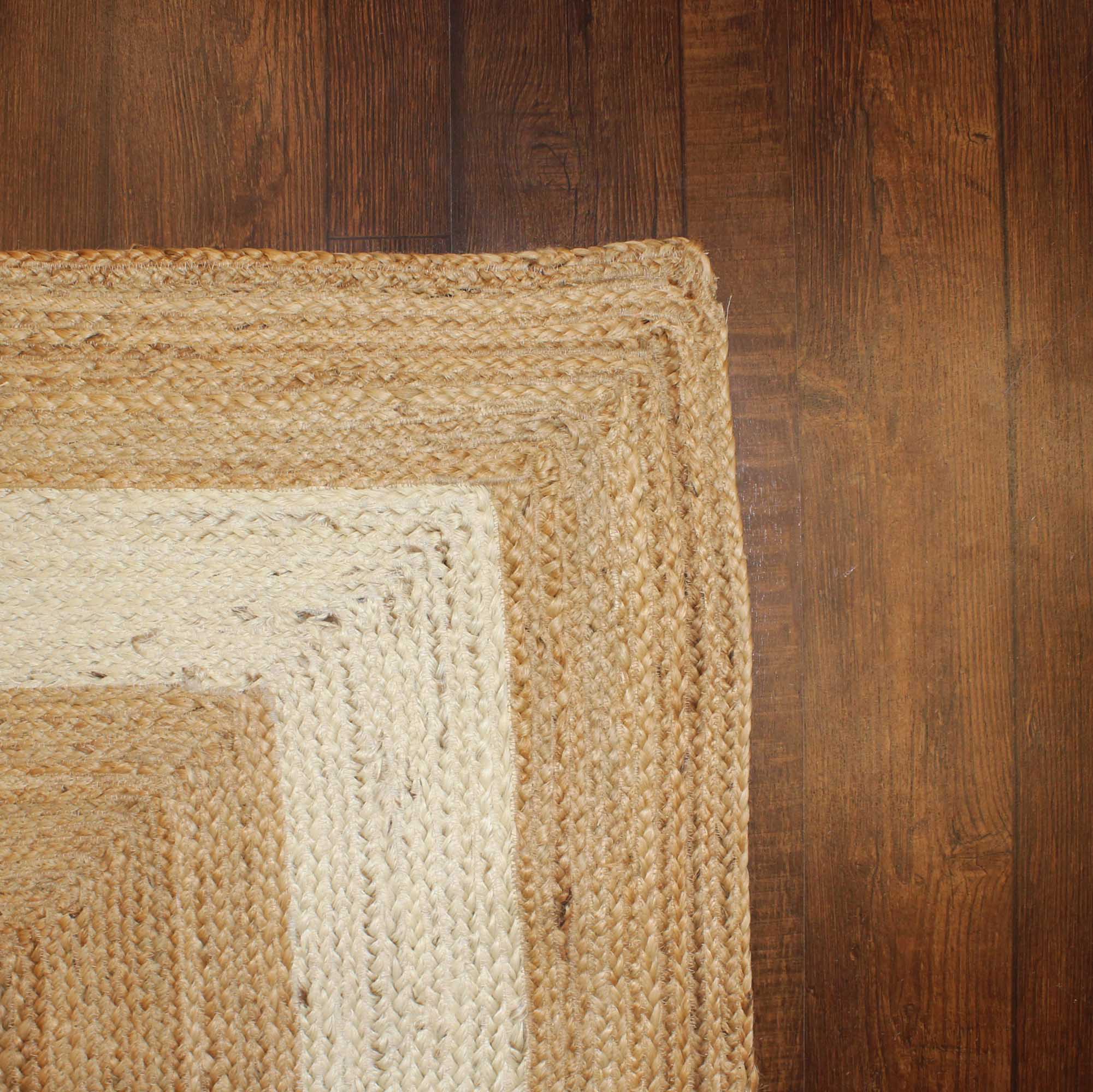 Hand-weaved Jute Rug with cushion cover set of 2