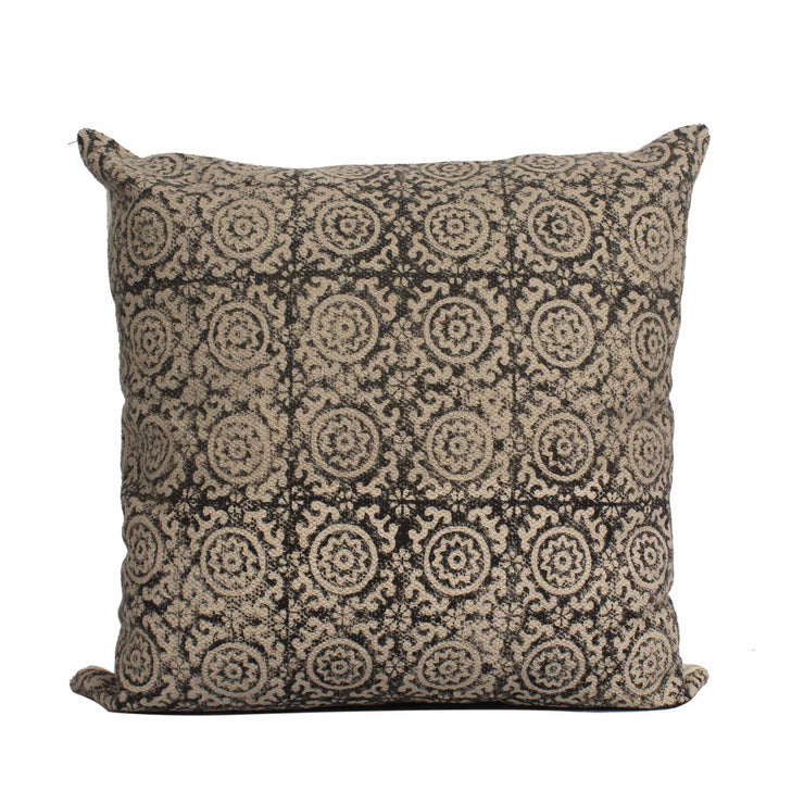 Black Hand-made Cotton Printed Cushion Covers