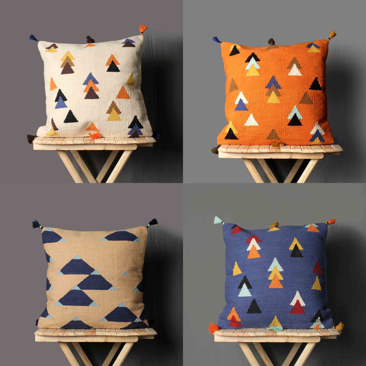 Multi-color   Set of 4 Cushion Covers with tassals.