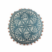 Teal Entwine Embroidery Round Cotton Cushion