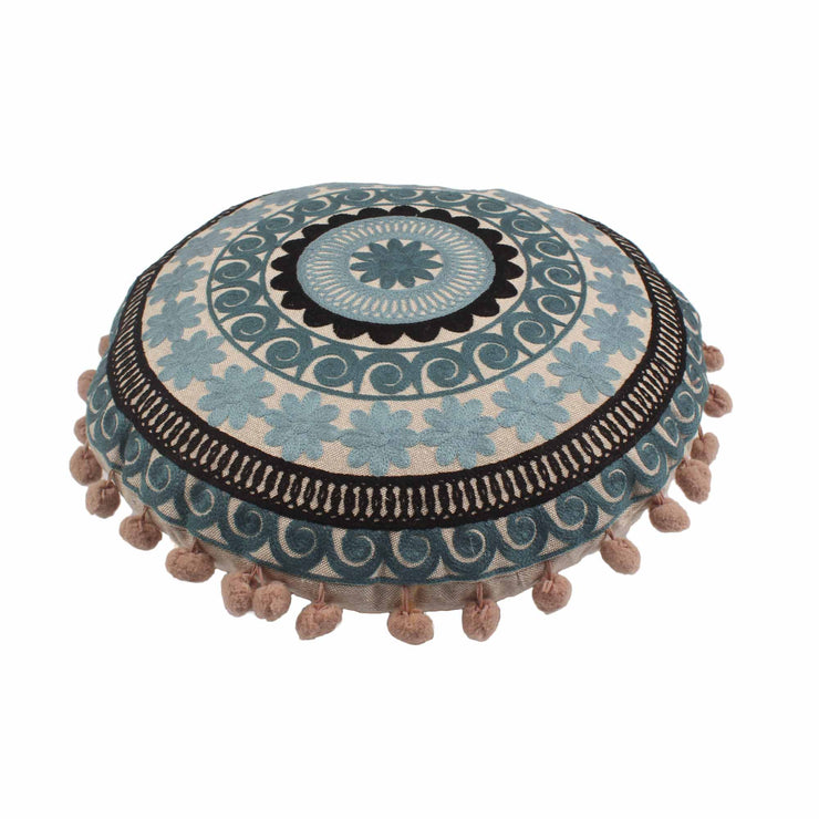 Greek Embroidery Round Cotton Cushion