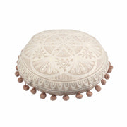 Ivory Embroidery Round Cotton Cushion