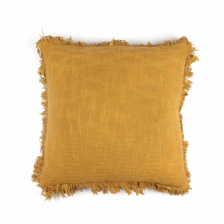 Mustard Ruffles Hand-made Pure Cotton Cushion Cover