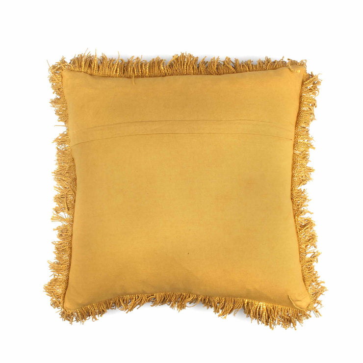 Mustard Ruffles Hand-made Pure Cotton Cushion Cover