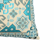 Teal Hand-made Cotton Embroidered Cushion Cover
